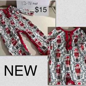 Festive Red and White Footed One Piece Pajamas